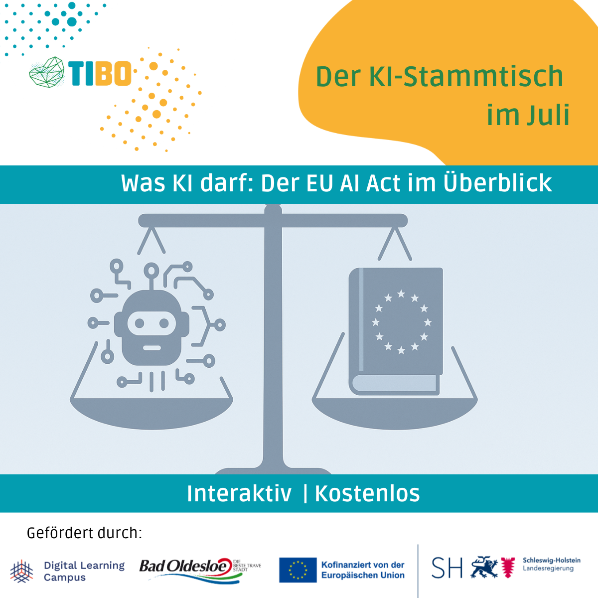 🧭 Was darf KI? – Der EU AI Act im Fokus beim nächsten TIBO KI-Stammtisch